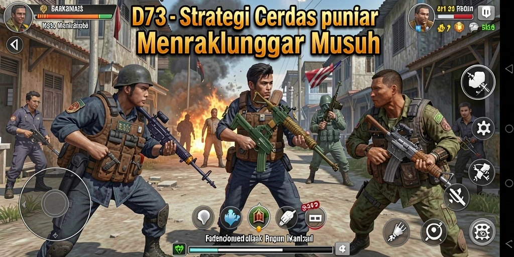 Tangkapan layar D73 menampilkan aksi pertempuran yang intens.