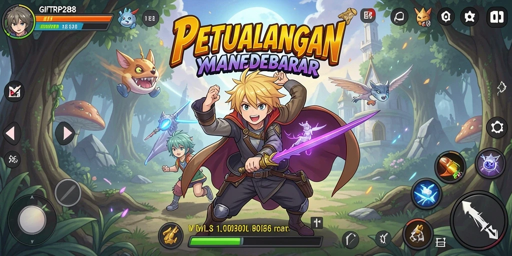 Screenshot gameplay yang menampilkan pertarungan karakter anime.
