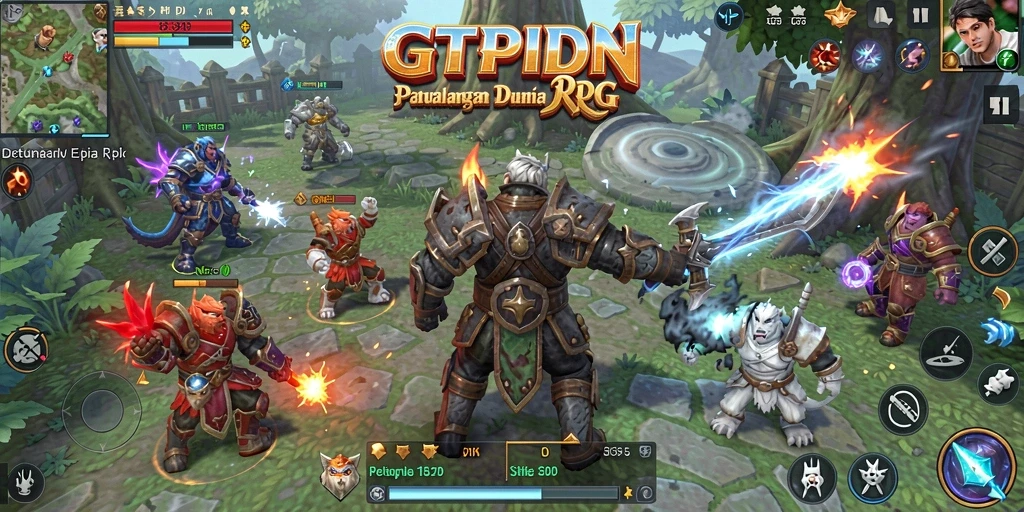 Tangkapan layar gameplay GTPIDN yang menunjukkan pertarungan seru di dunia RPG.