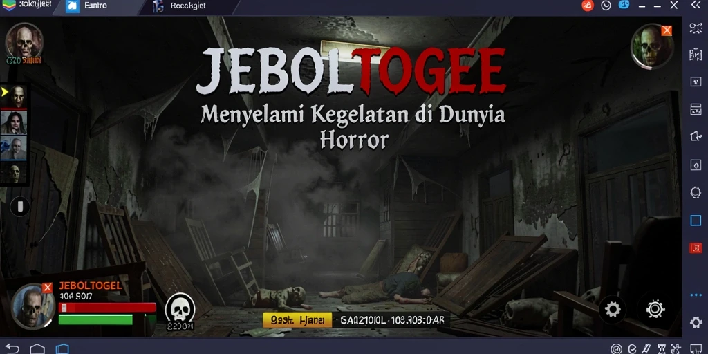Tangkapan layar gameplay JEBOLTOGEL menampilkan suasana horror yang mencekam.
