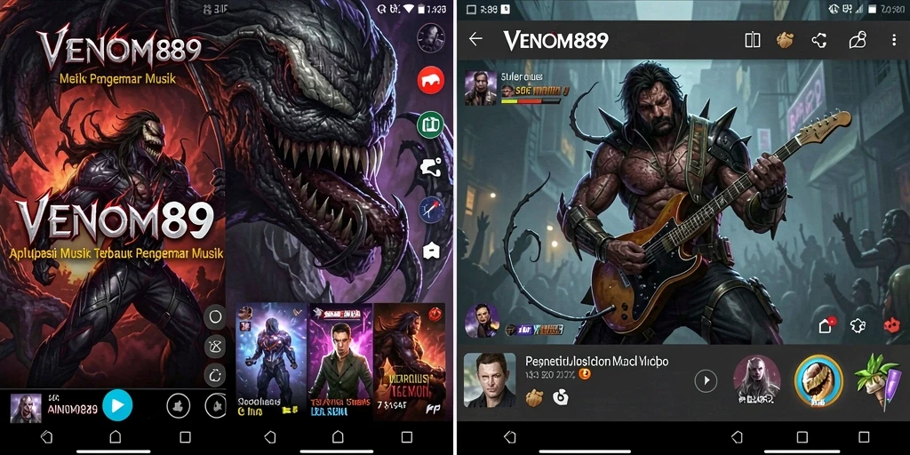 Tampilan gameplay interaktif di aplikasi musik VENOM889.