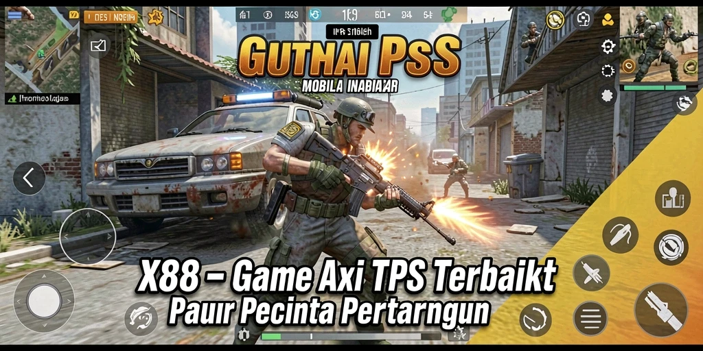 Tangkapan layar utama X88 menampilkan aksi seru di medan perang TPS.
